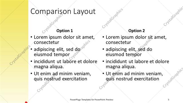 Comparison presentation slide layout