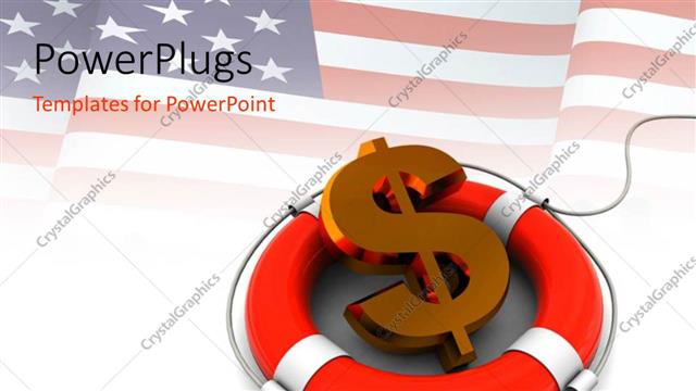  Presentation with rescue - A dollar sign with a white background and an American flag