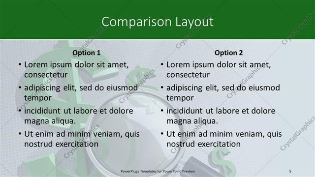 Comparison presentation slide layout