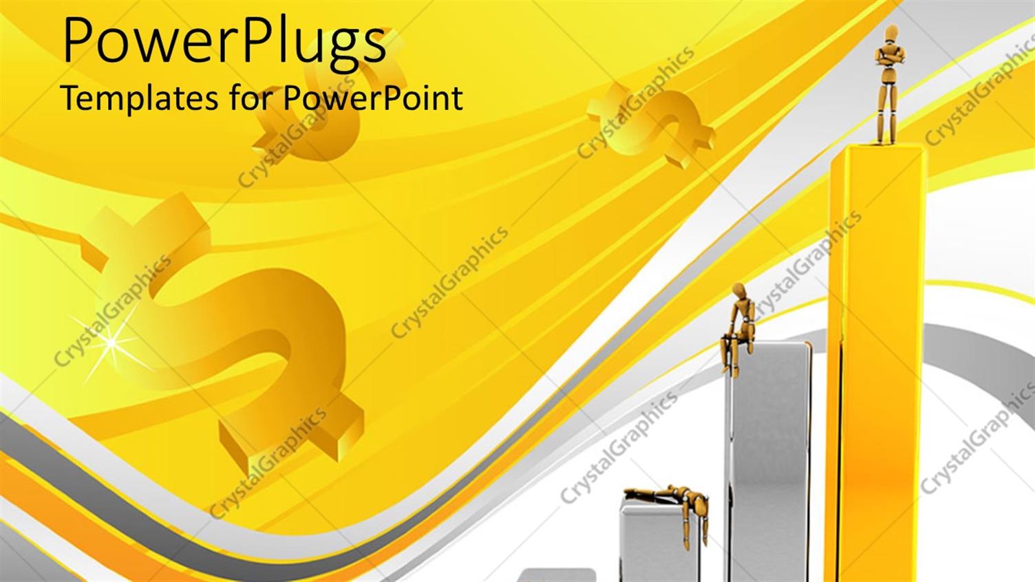 Featuring Dollar Signs in Background with Business Men Struggling to Stand on Chart