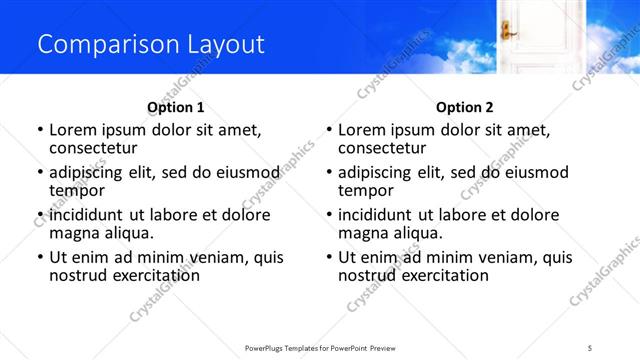 Comparison presentation slide layout
