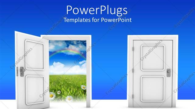  Presentation with open door - A door open and one closed