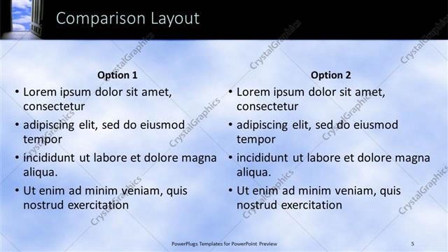 Comparison presentation slide layout