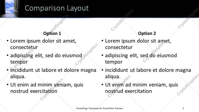 Comparison presentation slide layout