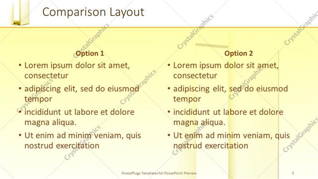 Comparison presentation slide layout