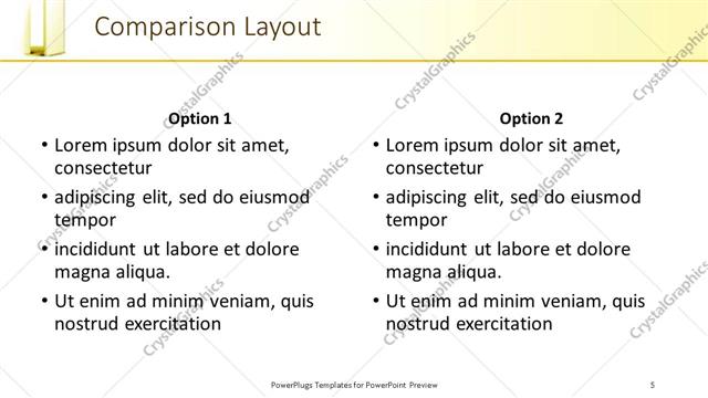 Comparison presentation slide layout