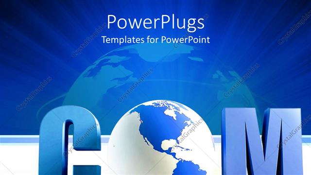  Presentation with communication - Dot com with blue and white globe instead of o letter