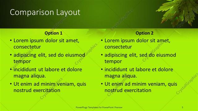 Comparison presentation slide layout
