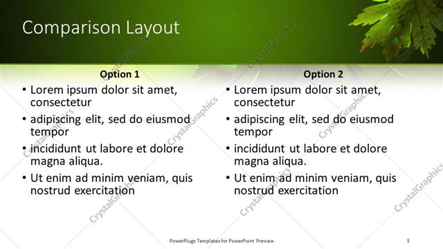 Comparison presentation slide layout