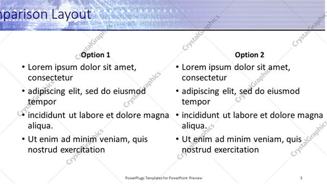 Comparison presentation slide layout