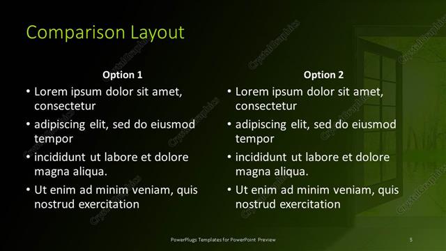 Comparison presentation slide layout