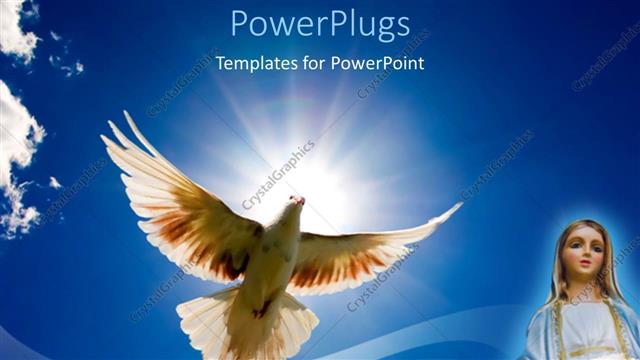  Presentation with religion - A dove in the air with sun in the background