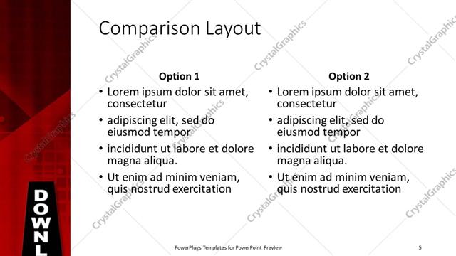 Comparison presentation slide layout