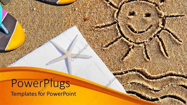  Presentation with beach - The drawing of a smiling sun on the sand