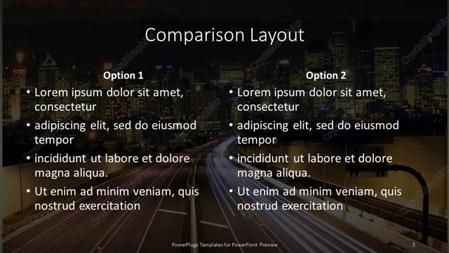 Comparison presentation slide layout