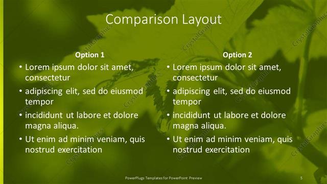 Comparison presentation slide layout