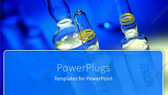  Presentation with vials - Drug vials, medications, pharmaceuticals, blue background