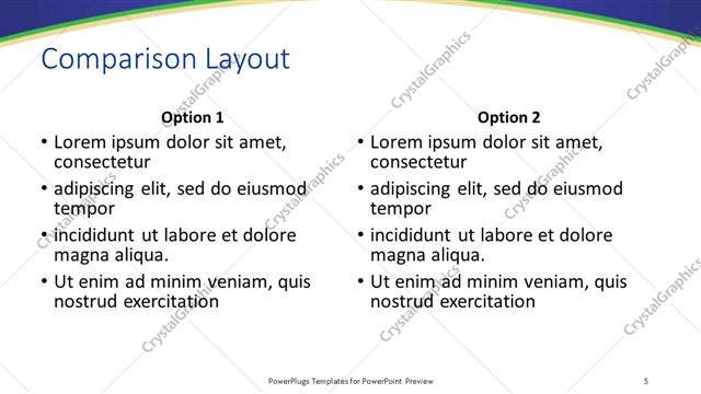 Comparison presentation slide layout