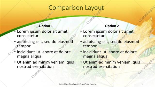 Comparison presentation slide layout