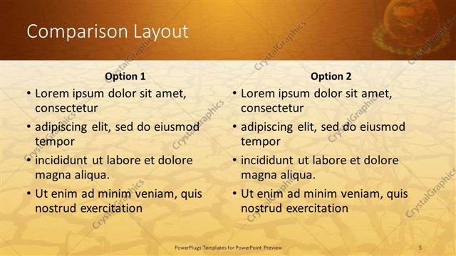 Comparison presentation slide layout