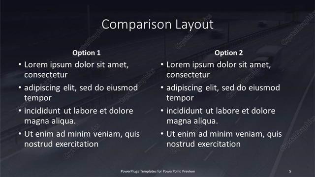 Comparison presentation slide layout