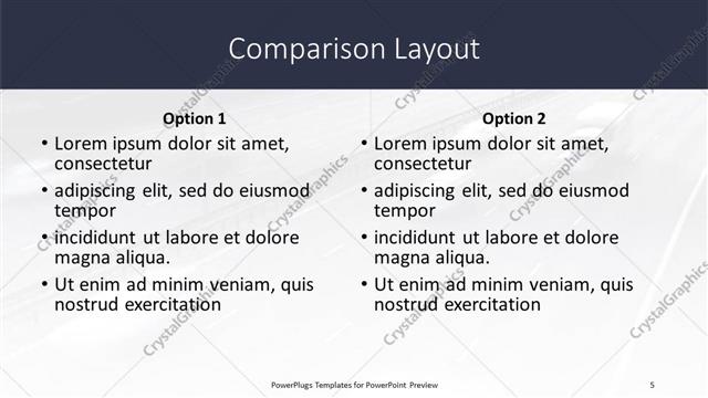 Comparison presentation slide layout