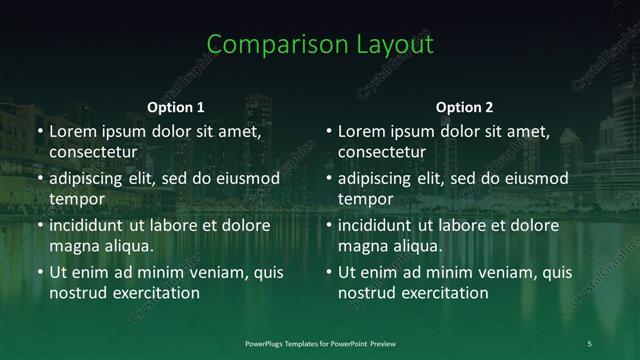 Comparison presentation slide layout