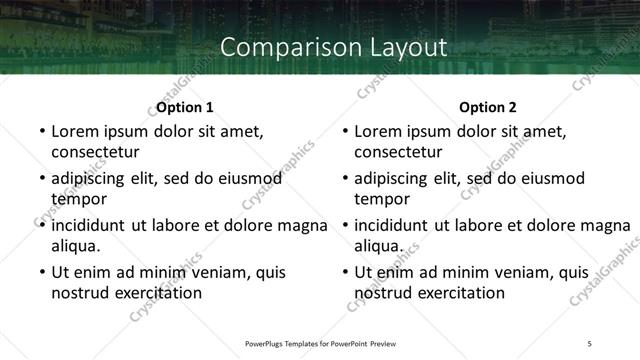 Comparison presentation slide layout