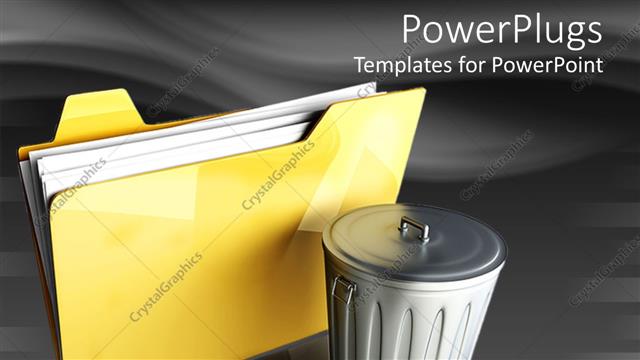  Presentation with file folder - A dustbin with a file folder and grey background