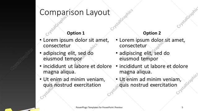 Comparison presentation slide layout