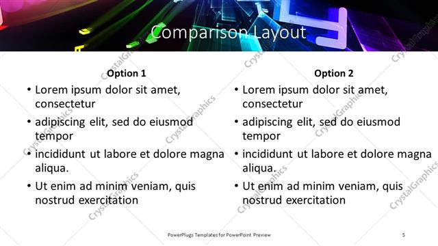 Comparison presentation slide layout