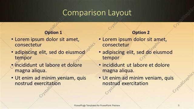 Comparison presentation slide layout
