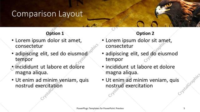 Comparison presentation slide layout