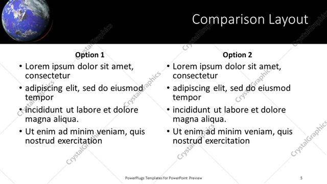 Comparison presentation slide layout