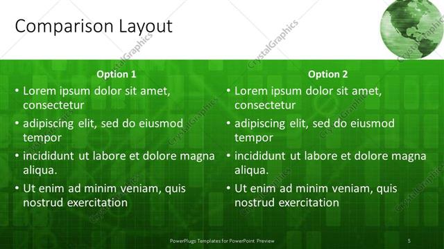 Comparison presentation slide layout