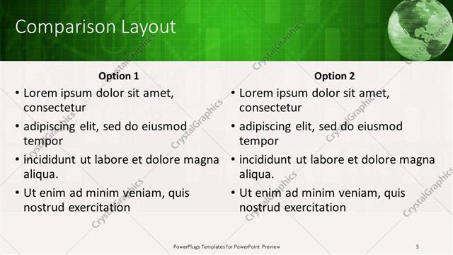 Comparison presentation slide layout