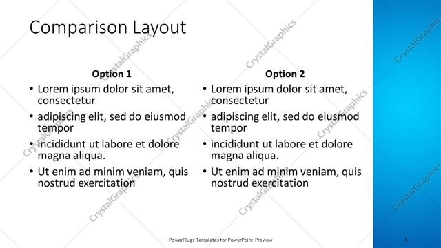 Comparison presentation slide layout