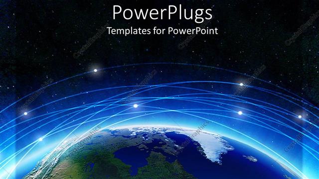  Presentation with blue line - Earth with blue line and background of black sky with shining stars