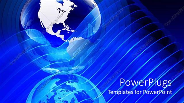  Presentation with transparent earth - Earth globe between concentric circles with reflection and transparent curvy lines