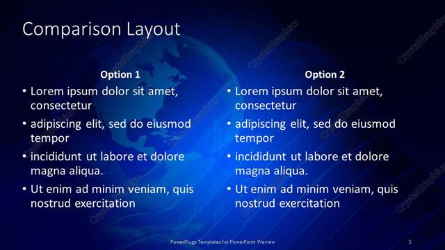 Comparison presentation slide layout