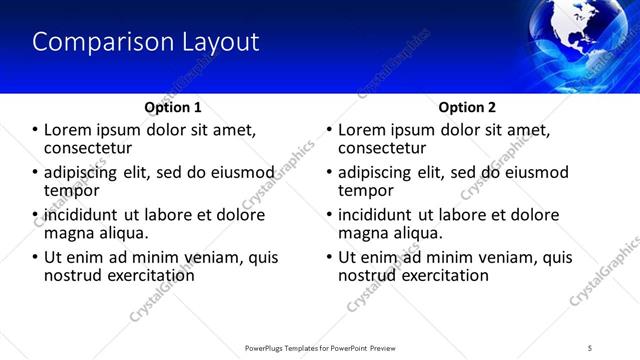 Comparison presentation slide layout