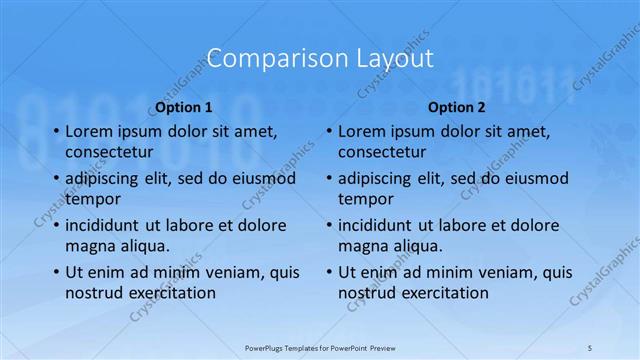Comparison presentation slide layout