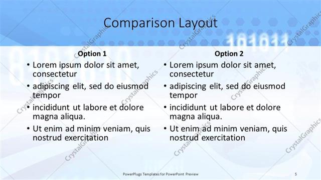 Comparison presentation slide layout