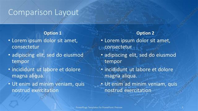 Comparison presentation slide layout