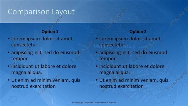 Comparison presentation slide layout