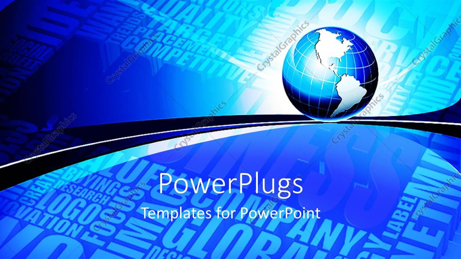 Featuring Earth Globe on Blue Futuristic Background Displaying Words Related to Global Evolution for Company Marketing