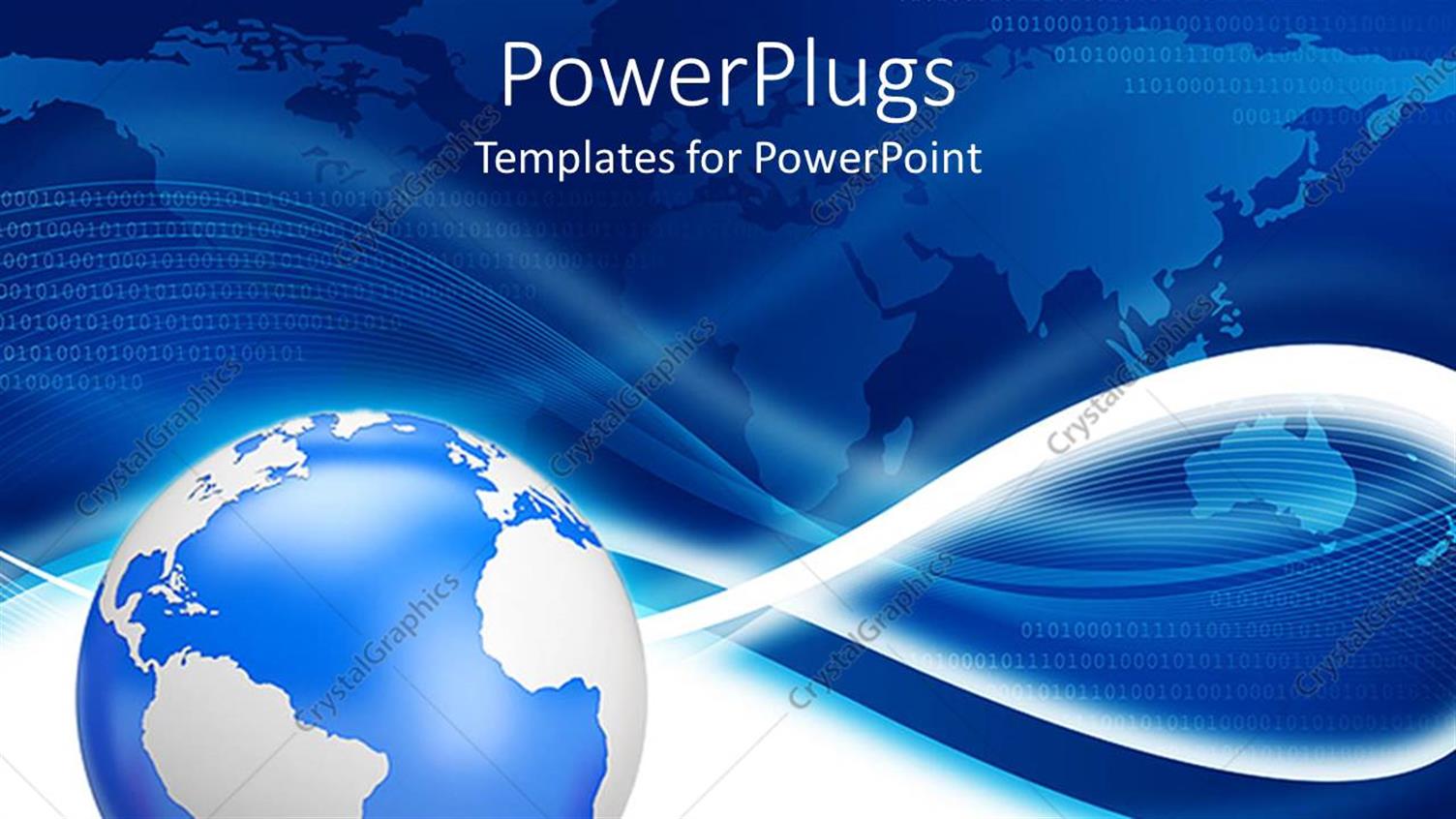 Featuring Earth Globe with Blue World Map Background and White Waves