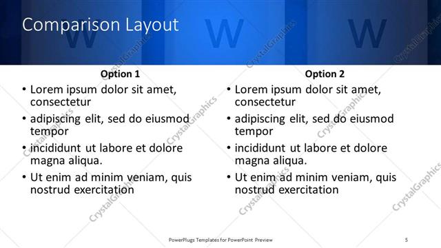 Comparison presentation slide layout