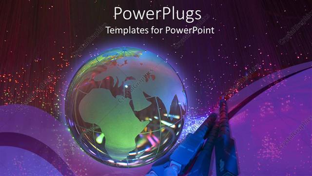  Presentation with purple earth - An earth globe with some cable wire heads on a purple background