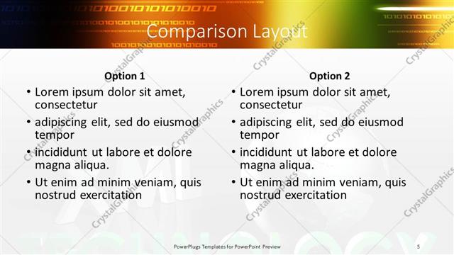 Comparison presentation slide layout